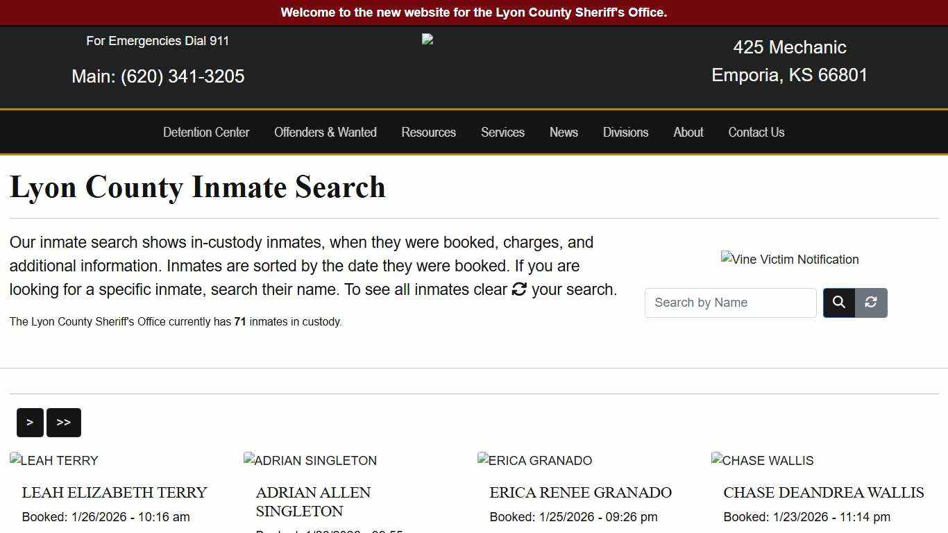 Inmate Search - Lyon County Sheriff's Office